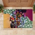 Personalized Brisbane Lions Football Rubber Doormat Tropical Hibiscus Flowers - Pacific Fusion Style