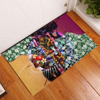 Personalized Brisbane Lions Football Rubber Doormat Tropical Hibiscus Flowers - Pacific Fusion Style