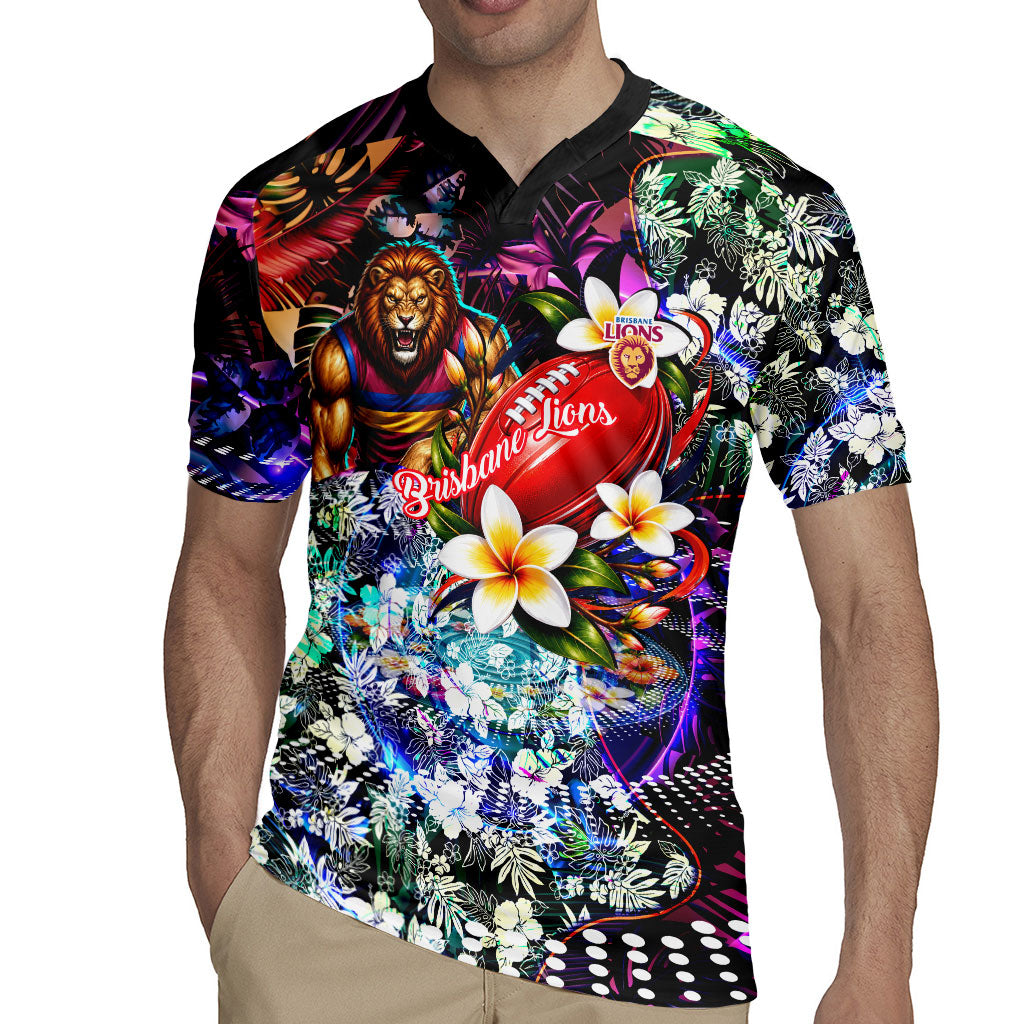 Personalized Brisbane Lions Football Rugby Jersey Tropical Hibiscus Flowers - Pacific Fusion Style