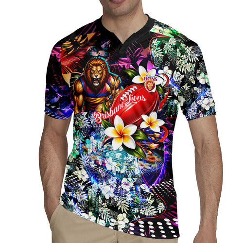 Personalized Brisbane Lions Football Rugby Jersey Tropical Hibiscus Flowers - Pacific Fusion Style