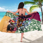 Personalized Brisbane Lions Football Sarong Tropical Hibiscus Flowers - Pacific Fusion Style