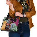 Personalized Brisbane Lions Football Shoulder Handbag Tropical Hibiscus Flowers - Pacific Fusion Style