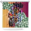 Personalized Brisbane Lions Football Shower Curtain Tropical Hibiscus Flowers - Pacific Fusion Style