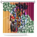 Personalized Brisbane Lions Football Shower Curtain Tropical Hibiscus Flowers - Pacific Fusion Style