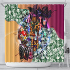 Personalized Brisbane Lions Football Shower Curtain Tropical Hibiscus Flowers - Pacific Fusion Style