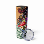 Personalized Brisbane Lions Football Skinny Tumbler Tropical Hibiscus Flowers - Pacific Fusion Style