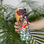 Personalized Brisbane Lions Football Skinny Tumbler Tropical Hibiscus Flowers - Pacific Fusion Style
