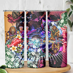 Personalized Brisbane Lions Football Skinny Tumbler Tropical Hibiscus Flowers - Pacific Fusion Style