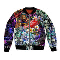 Personalized Brisbane Lions Football Sleeve Zip Bomber Jacket Tropical Hibiscus Flowers - Pacific Fusion Style