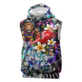 Personalized Brisbane Lions Football Sleeveless Hoodie Tropical Hibiscus Flowers - Pacific Fusion Style