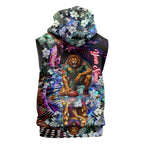 Personalized Brisbane Lions Football Sleeveless Hoodie Tropical Hibiscus Flowers - Pacific Fusion Style