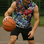 Personalized Brisbane Lions Football Sleeveless Hoodie Tropical Hibiscus Flowers - Pacific Fusion Style