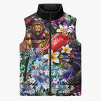 Personalized Brisbane Lions Football Sleeveless Puffer Jacket Tropical Hibiscus Flowers - Pacific Fusion Style