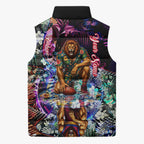 Personalized Brisbane Lions Football Sleeveless Puffer Jacket Tropical Hibiscus Flowers - Pacific Fusion Style