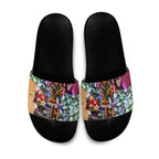 Personalized Brisbane Lions Football Slide Sandals Tropical Hibiscus Flowers - Pacific Fusion Style