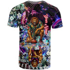 Personalized Brisbane Lions Football T Shirt Tropical Hibiscus Flowers - Pacific Fusion Style