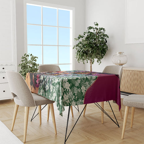 Personalized Brisbane Lions Football Tablecloth Tropical Hibiscus Flowers - Pacific Fusion Style