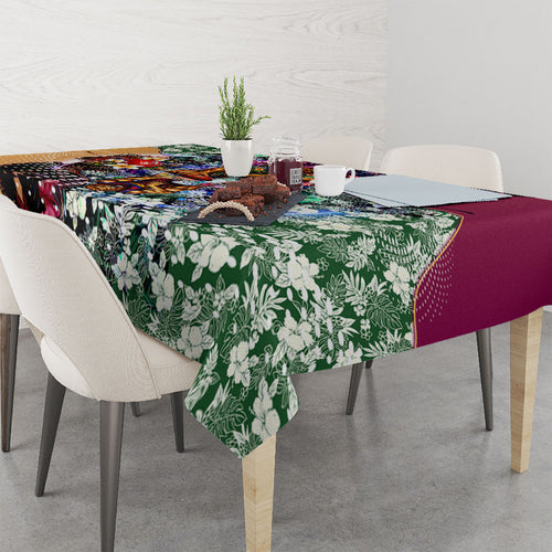 Personalized Brisbane Lions Football Tablecloth Tropical Hibiscus Flowers - Pacific Fusion Style