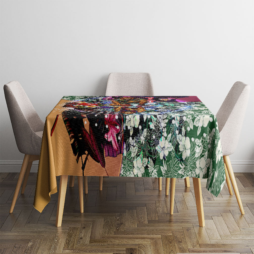 Personalized Brisbane Lions Football Tablecloth Tropical Hibiscus Flowers - Pacific Fusion Style