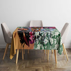 Personalized Brisbane Lions Football Tablecloth Tropical Hibiscus Flowers - Pacific Fusion Style