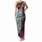 Personalized Brisbane Lions Football Tank Maxi Dress Tropical Hibiscus Flowers - Pacific Fusion Style