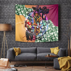 Personalized Brisbane Lions Football Tapestry Tropical Hibiscus Flowers - Pacific Fusion Style