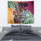 Personalized Brisbane Lions Football Tapestry Tropical Hibiscus Flowers - Pacific Fusion Style
