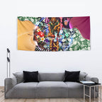 Personalized Brisbane Lions Football Tapestry Tropical Hibiscus Flowers - Pacific Fusion Style