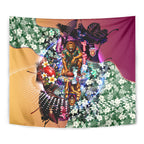 Personalized Brisbane Lions Football Tapestry Tropical Hibiscus Flowers - Pacific Fusion Style