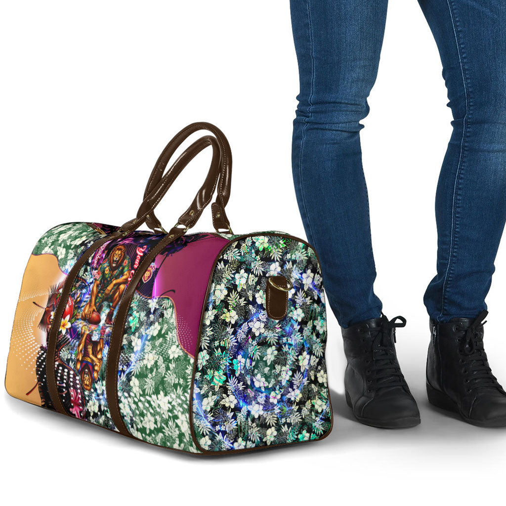 Personalized Brisbane Lions Football Travel Bag Tropical Hibiscus Flowers - Pacific Fusion Style