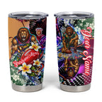 Personalized Brisbane Lions Football Tumbler Cup Tropical Hibiscus Flowers - Pacific Fusion Style