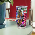 Personalized Brisbane Lions Football Tumbler Cup Tropical Hibiscus Flowers - Pacific Fusion Style