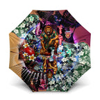 Personalized Brisbane Lions Football Umbrella Tropical Hibiscus Flowers - Pacific Fusion Style