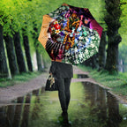 Personalized Brisbane Lions Football Umbrella Tropical Hibiscus Flowers - Pacific Fusion Style