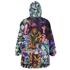 Personalized Brisbane Lions Football Wearable Blanket Hoodie Tropical Hibiscus Flowers - Pacific Fusion Style