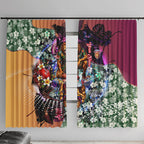Personalized Brisbane Lions Football Window Curtain Tropical Hibiscus Flowers - Pacific Fusion Style