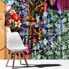 Personalized Brisbane Lions Football Window Curtain Tropical Hibiscus Flowers - Pacific Fusion Style