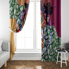 Personalized Brisbane Lions Football Window Curtain Tropical Hibiscus Flowers - Pacific Fusion Style