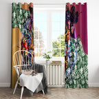 Personalized Brisbane Lions Football Window Curtain Tropical Hibiscus Flowers - Pacific Fusion Style