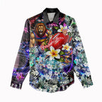 Personalized Brisbane Lions Football Women Casual Shirt Tropical Hibiscus Flowers - Pacific Fusion Style