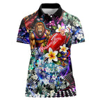 Personalized Brisbane Lions Football Women Polo Shirt Tropical Hibiscus Flowers - Pacific Fusion Style