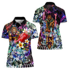 Personalized Brisbane Lions Football Women Polo Shirt Tropical Hibiscus Flowers - Pacific Fusion Style