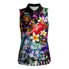 Personalized Brisbane Lions Football Women Sleeveless Polo Shirt Tropical Hibiscus Flowers - Pacific Fusion Style