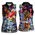 Personalized Brisbane Lions Football Women Sleeveless Polo Shirt Tropical Hibiscus Flowers - Pacific Fusion Style