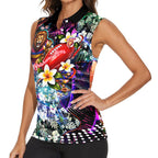 Personalized Brisbane Lions Football Women Sleeveless Polo Shirt Tropical Hibiscus Flowers - Pacific Fusion Style