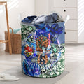 Personalized Carlton Football Blues Laundry Basket Tropical Hibiscus Flowers - Pacific Fusion Style