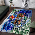 Personalized Carlton Football Blues Area Rug Tropical Hibiscus Flowers - Pacific Fusion Style