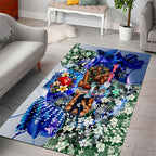 Personalized Carlton Football Blues Area Rug Tropical Hibiscus Flowers - Pacific Fusion Style