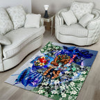 Personalized Carlton Football Blues Area Rug Tropical Hibiscus Flowers - Pacific Fusion Style