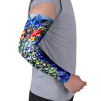 Personalized Carlton Football Blues Arm Sleeves Tropical Hibiscus Flowers - Pacific Fusion Style